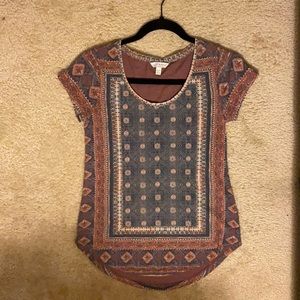 Lucky Brand XS Boho Patterned T Shirt